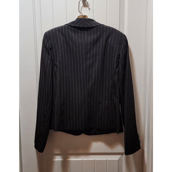ROMA Vestimenta Cropped Black Pin Striped Blazer Sholder Pads Size 18 Business - Picture 5 of 7